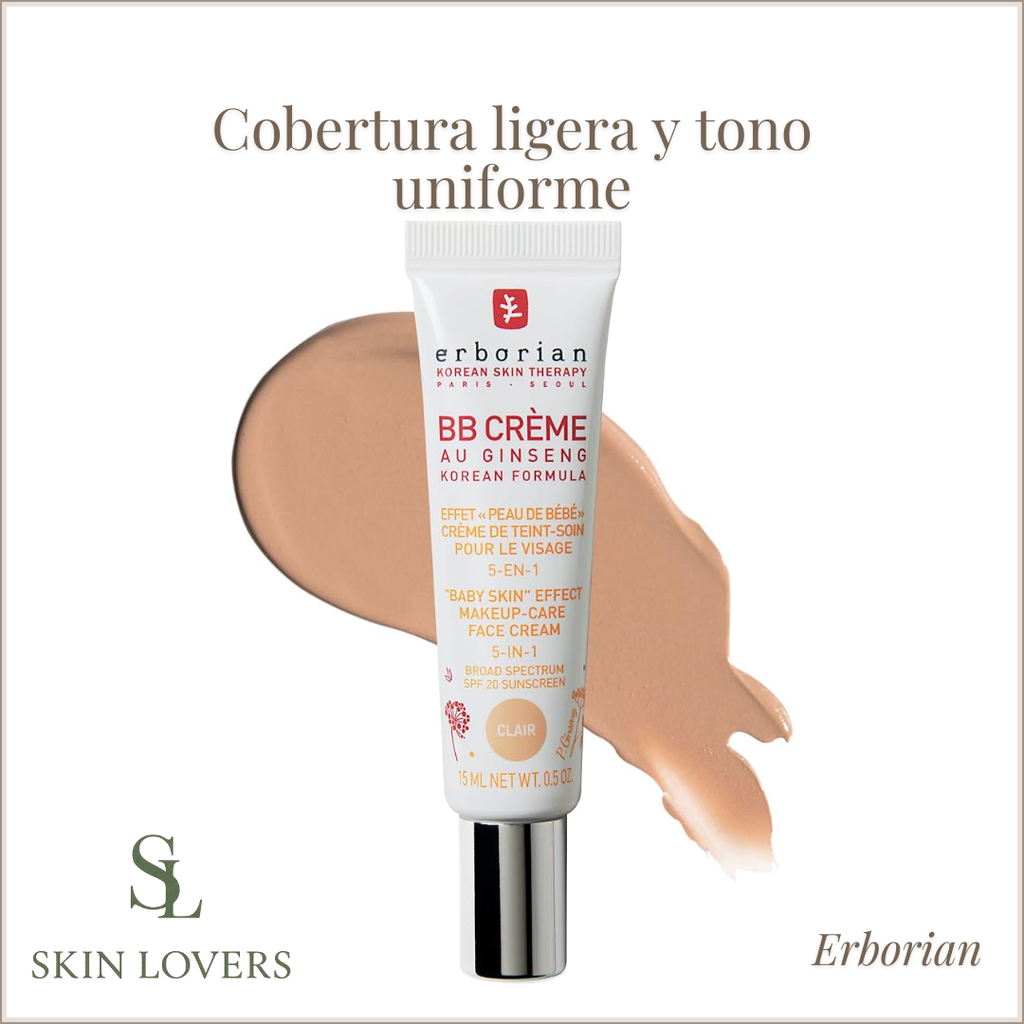 BB CREAM "BABY SKIN" EFFECT MAKE-UP CARE FACE CREAM 5-IN-1 (CLAIR) - ERBORIAN