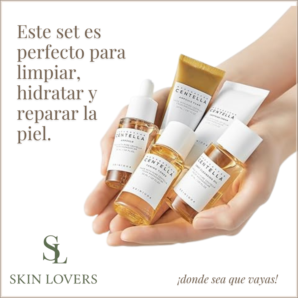 SKIN 1004 MADAGASCAR CENTELLA TRAVEL KIT (LIGHT CLEANSING OIL 30 ML + AMPOULE FOAM 20ML + TONING TONER 30ML + AMPOULE 30ML + SOOTHING CREAM 30ML)