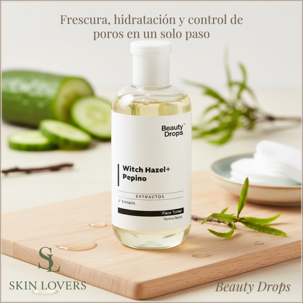 Facial Toner with Witch Hazel and Cucumber Extract -  Beauty Drops