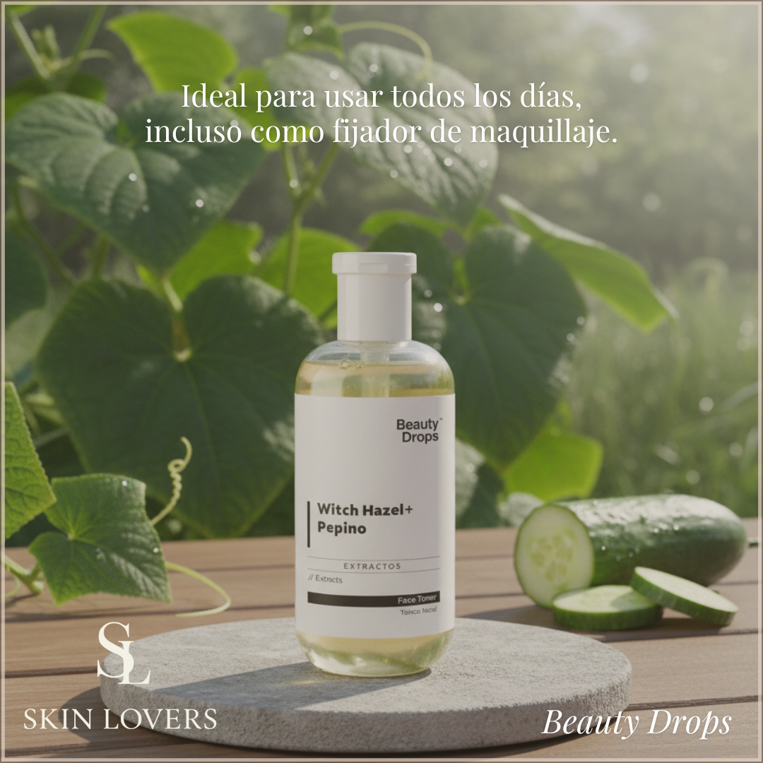 Facial Toner with Witch Hazel and Cucumber Extract -  Beauty Drops