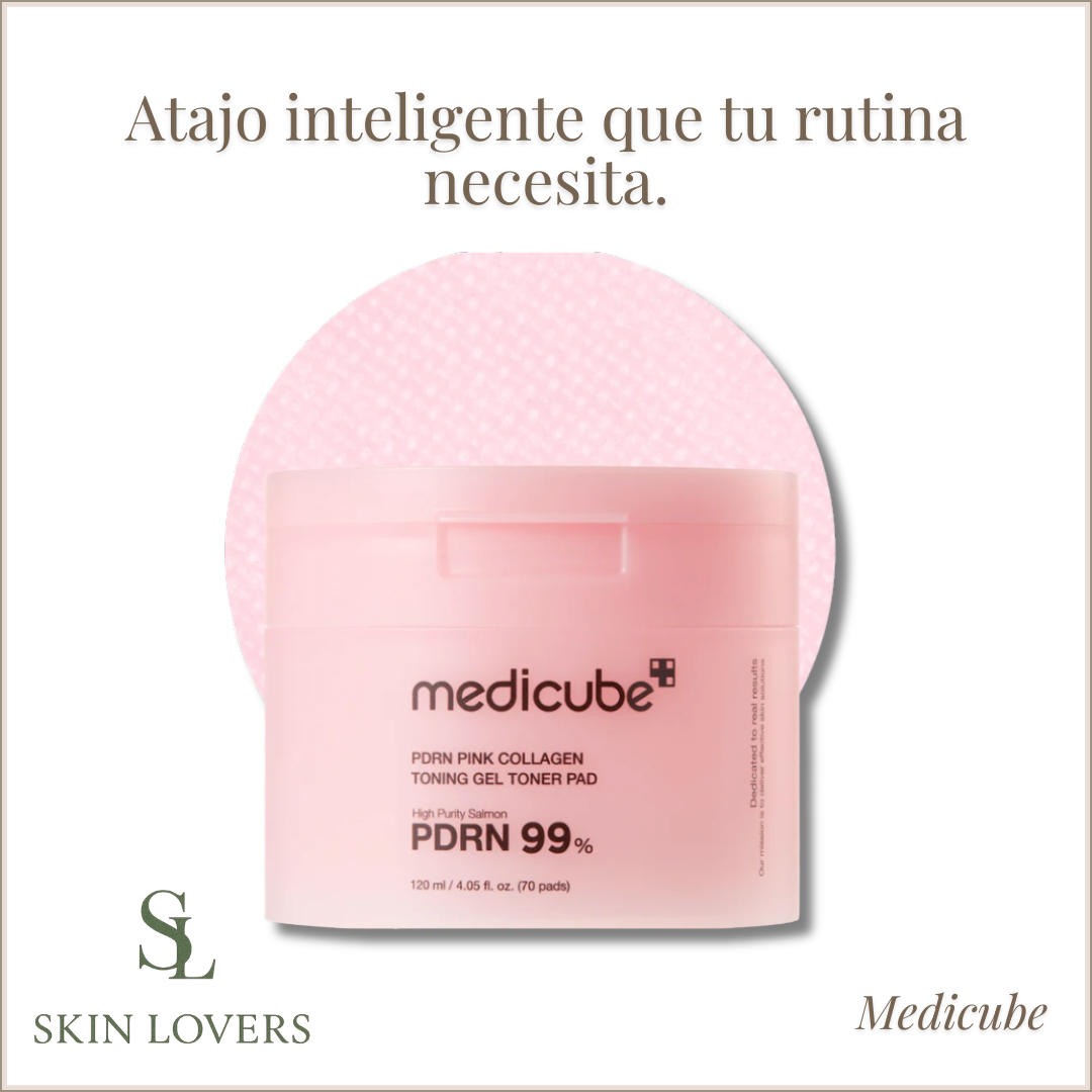PDRN PINK COLLAGEN TONING GEL TONER PAD 70 UNIDADES -MEDICUBE-