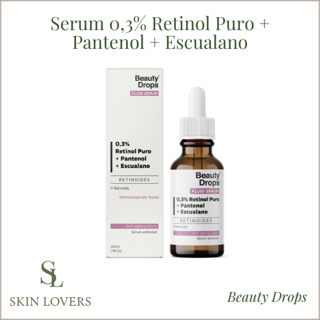 SERUM 0,3% RETINOL PURO + PANTENOL + ESCUALANO - BEAUTY DROPS