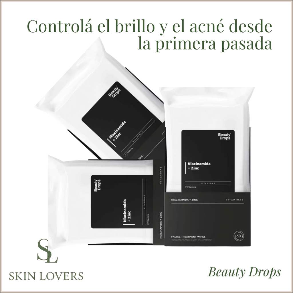 TOALLITAS DESMAQUILLANTES NIACINAMIDA + ZINC - BEAUTY DROPS