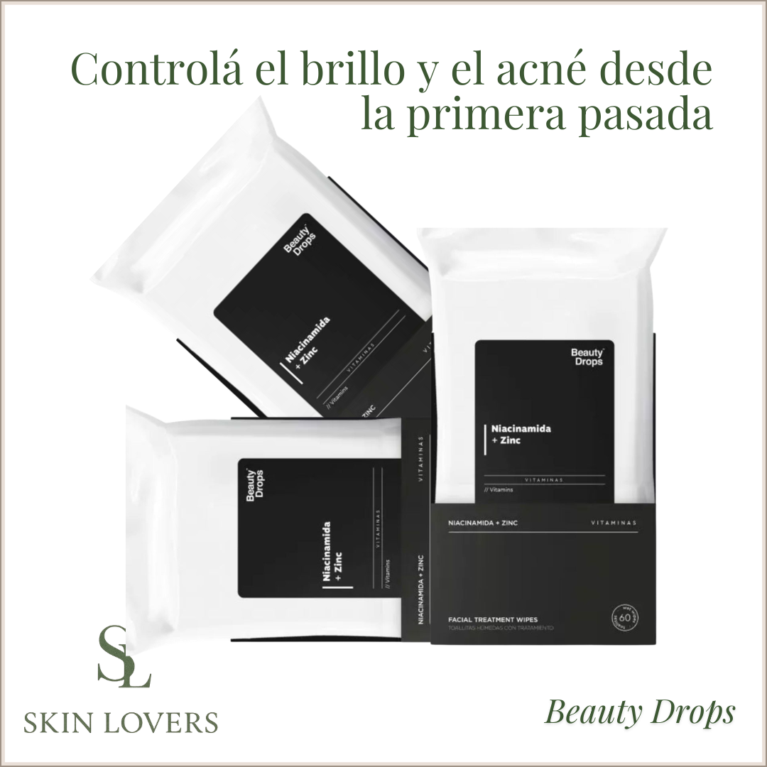 TOALLITAS DESMAQUILLANTES NIACINAMIDA + ZINC - BEAUTY DROPS