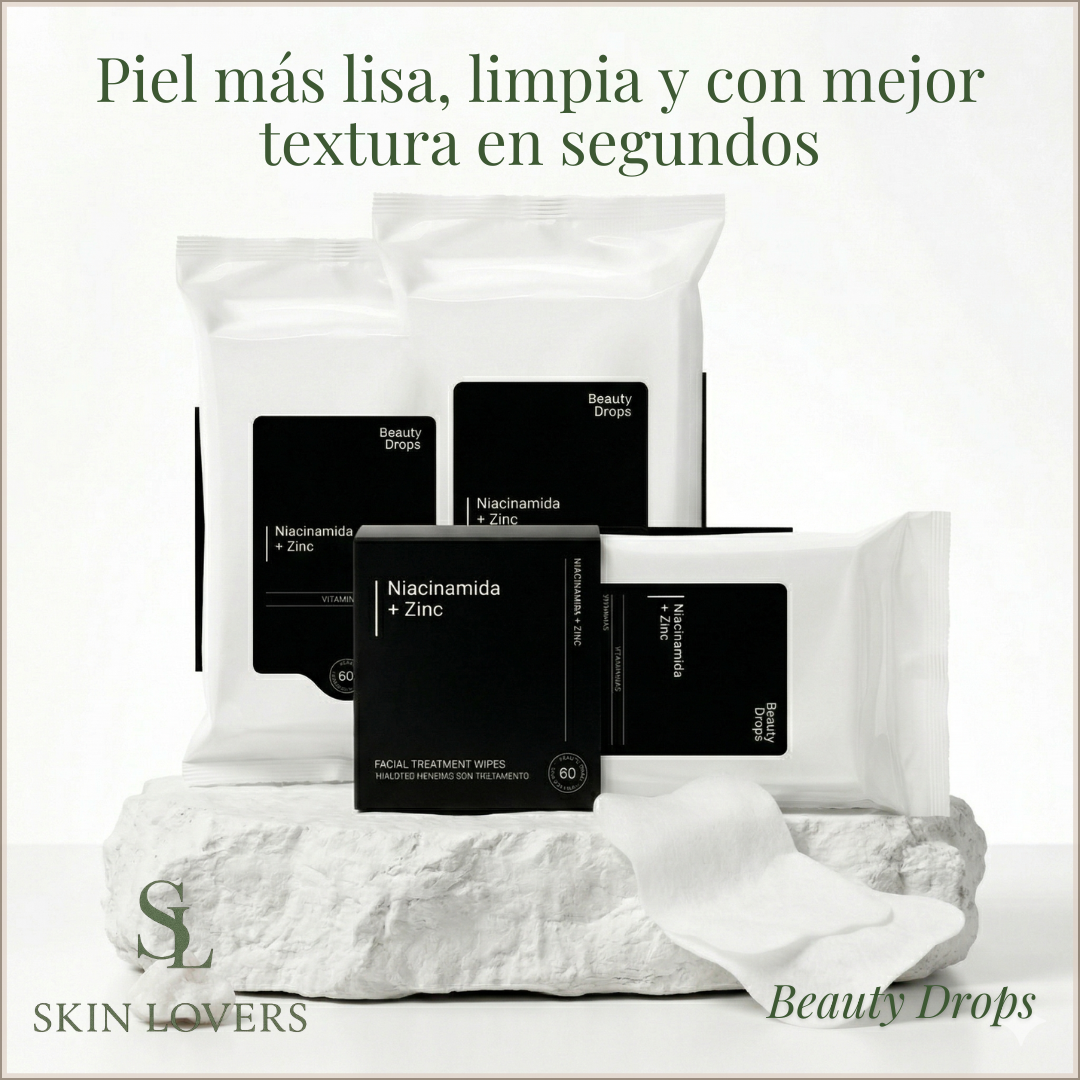 TOALLITAS DESMAQUILLANTES NIACINAMIDA + ZINC - BEAUTY DROPS