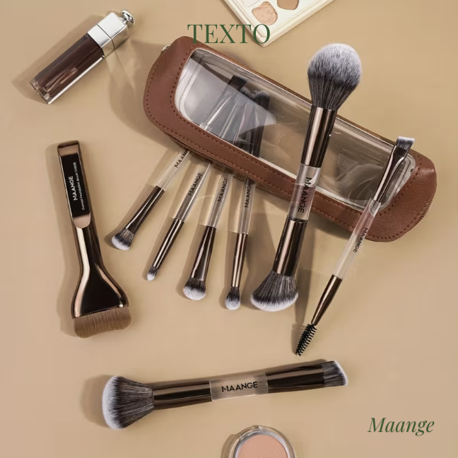 BROCHAS DE MAQUILLAJE CON BOLSA, 8 PIEZAS - MAANGE